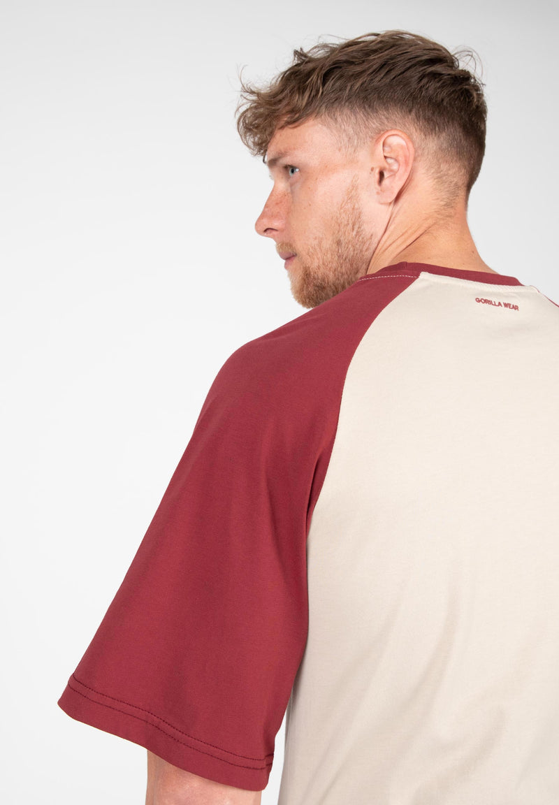 Load image into Gallery viewer, Gorilla Wear - Logan Oversized T-Shirt - Beige/Red