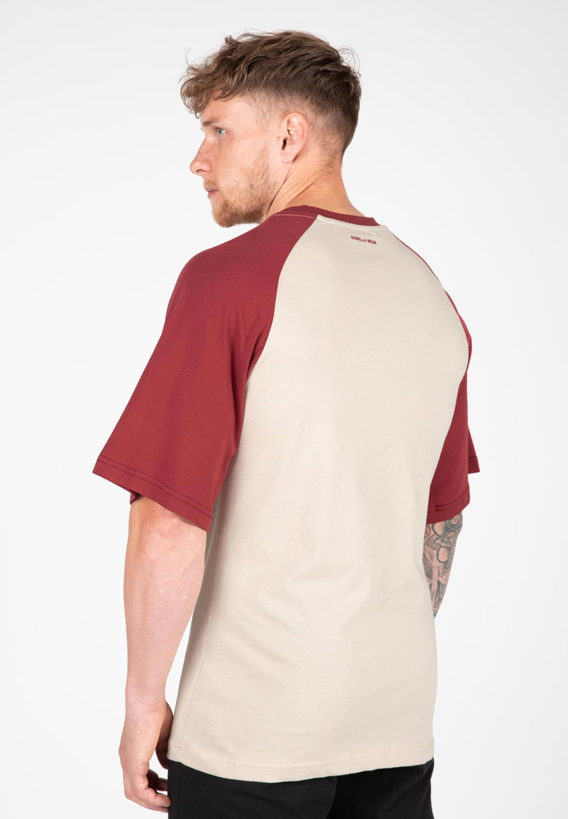 Load image into Gallery viewer, Gorilla Wear - Logan Oversized T-Shirt - Beige/Red