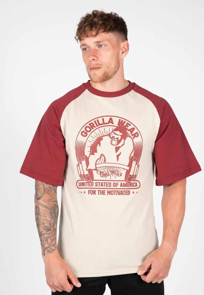 Load image into Gallery viewer, Gorilla Wear - Logan Oversized T-Shirt - Beige/Red