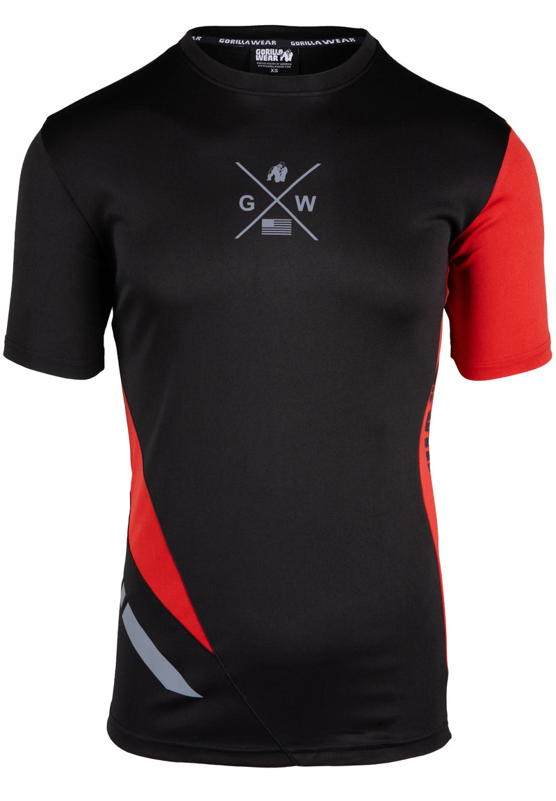 Load image into Gallery viewer, Gorilla Wear - Hornell T-Shirt - Black/Red - Unisex - Short Sleeve
