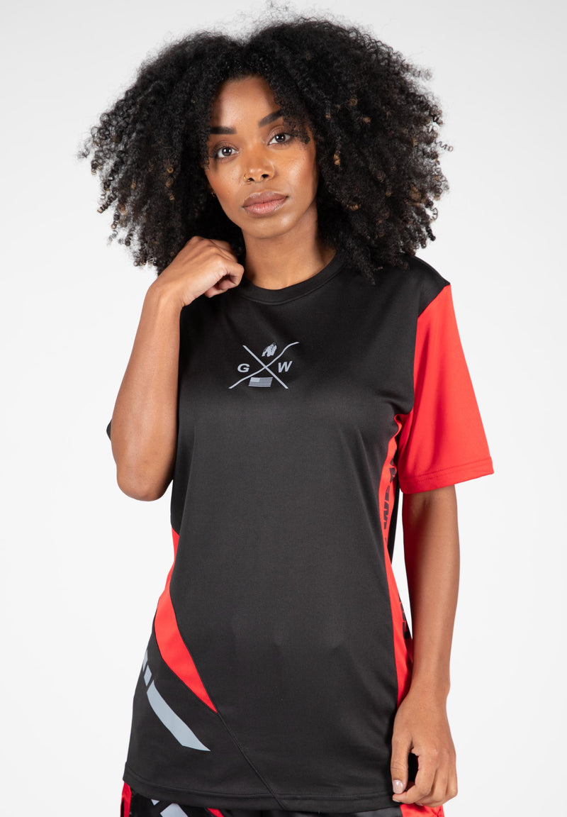 Load image into Gallery viewer, Gorilla Wear - Hornell T-Shirt - Black/Red - Unisex - Short Sleeve