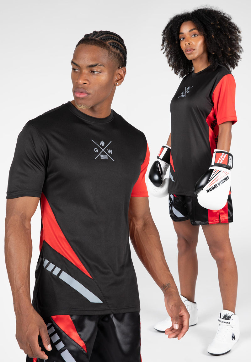 Load image into Gallery viewer, Gorilla Wear - Hornell T-Shirt - Black/Red - Unisex - Short Sleeve