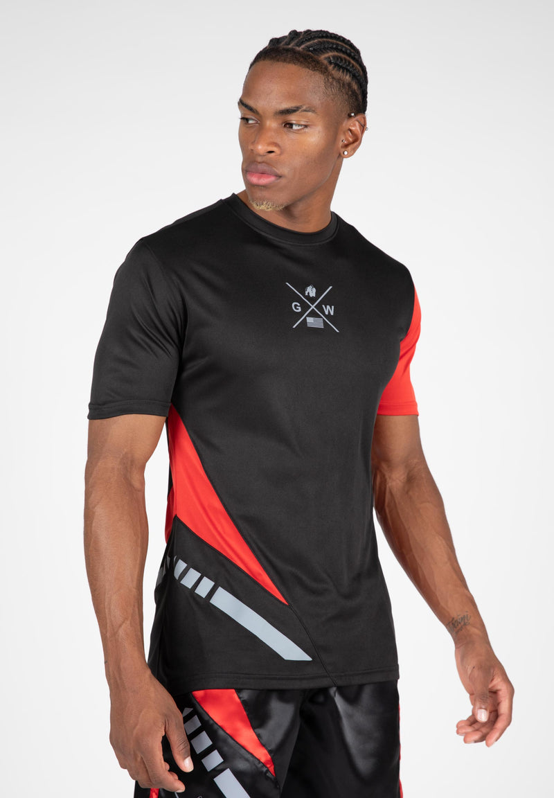 Load image into Gallery viewer, Gorilla Wear - Hornell T-Shirt - Black/Red - Unisex - Short Sleeve