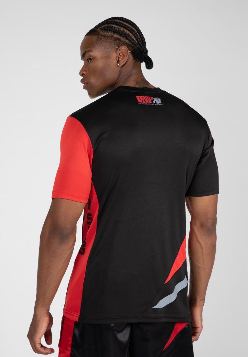 Load image into Gallery viewer, Gorilla Wear - Hornell T-Shirt - Black/Red - Unisex - Short Sleeve