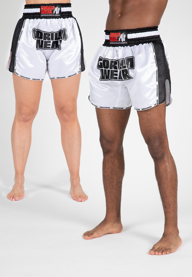 Load image into Gallery viewer, Gorilla Wear - Piru Muay Thai Shorts - White/Black