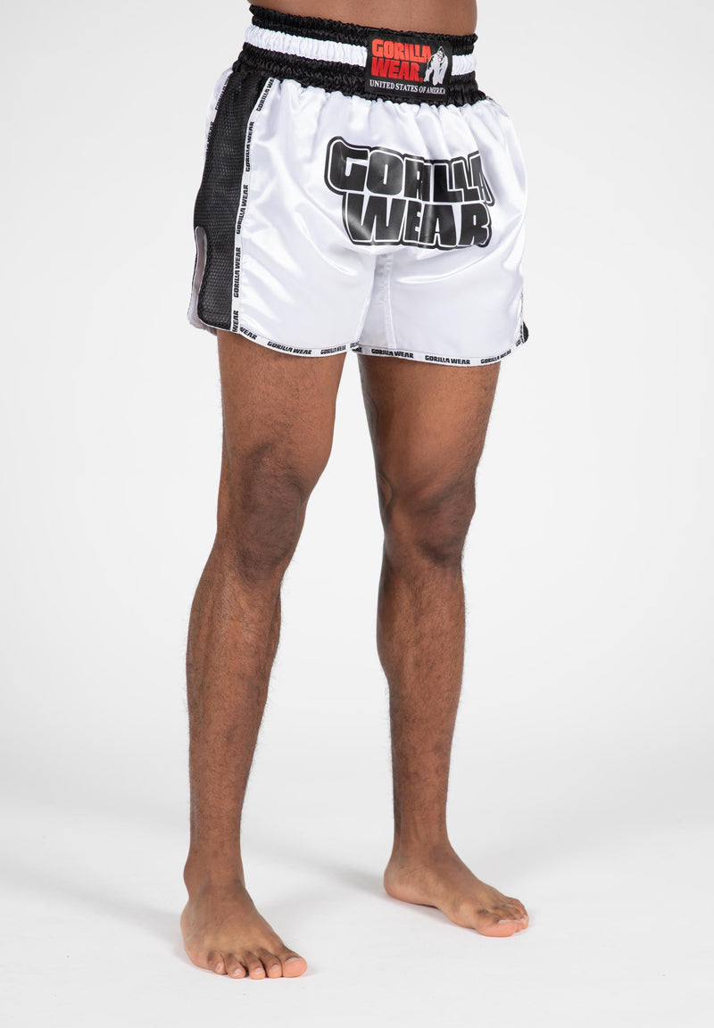 Load image into Gallery viewer, Gorilla Wear - Piru Muay Thai Shorts - White/Black