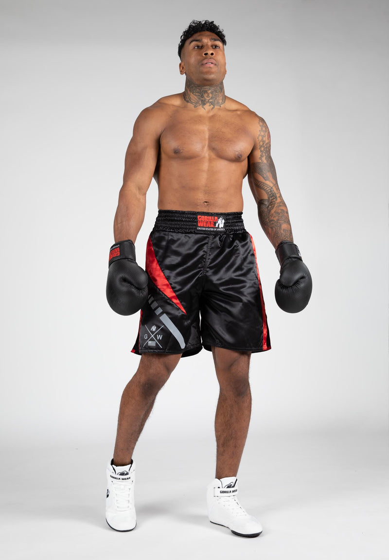 Load image into Gallery viewer, Gorilla Wear - Hornell Boxing Shorts - Black/Red - Unisex