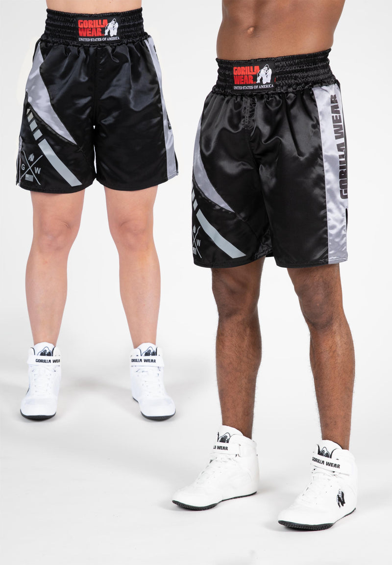 Load image into Gallery viewer, Gorilla Wear - Hornell Boxing Shorts - Black/Gray - Unisex