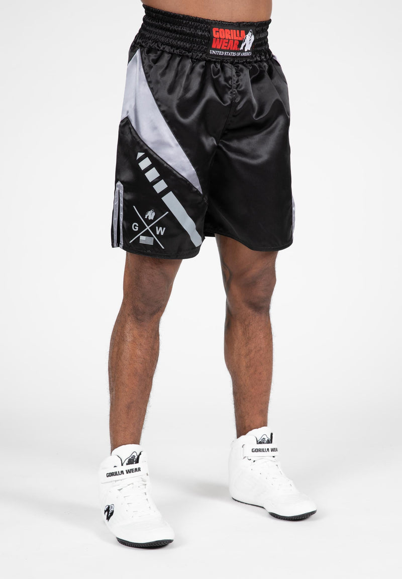 Load image into Gallery viewer, Gorilla Wear - Hornell Boxing Shorts - Black/Gray - Unisex