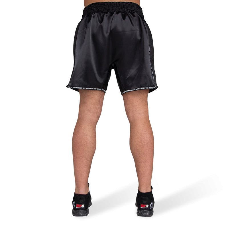 Load image into Gallery viewer, Gorilla Wear - Murdo Muay Thai / Kickboxing Shorts - Black/Gray