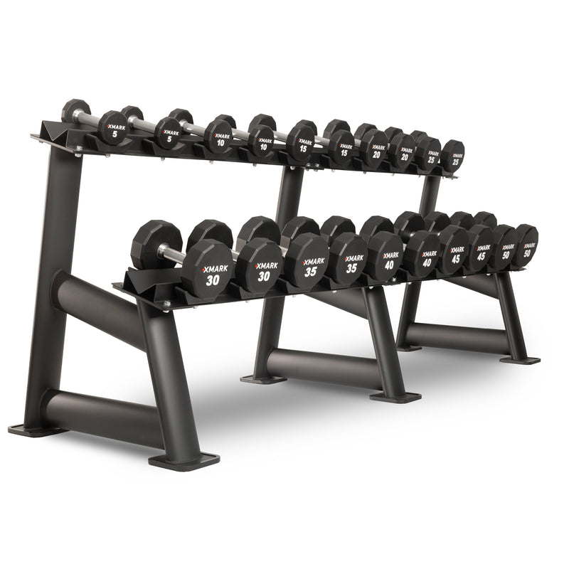 Load image into Gallery viewer, XMARK - 12-Sided Commercial Urethane Dumbbells (5-50 lb and 5-75 lb Sets)