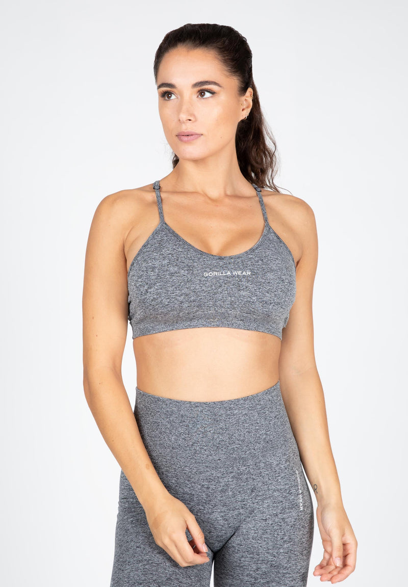 Load image into Gallery viewer, Gorilla Wear - Quincy Seamless Sport Bra - Gray Melange