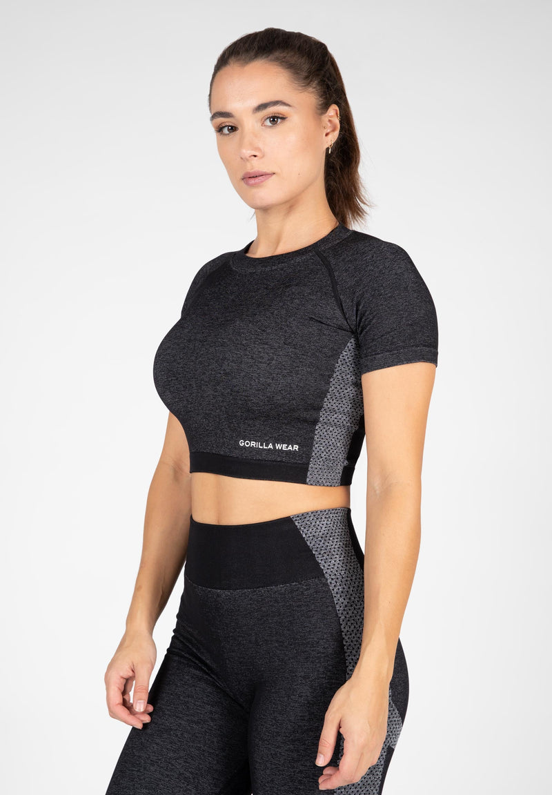 Load image into Gallery viewer, Gorilla Wear - Selah Seamless Crop Top - Black