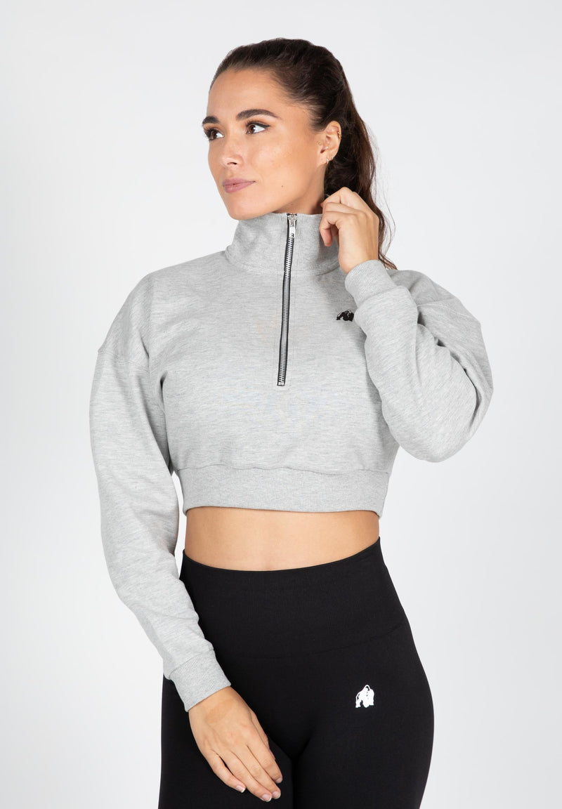 Load image into Gallery viewer, Gorilla Wear - Ocala Cropped Half-Zip Sweatshirt - Gray
