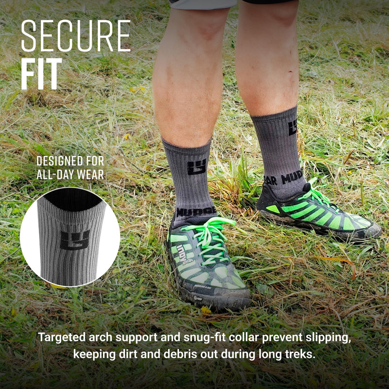 Load image into Gallery viewer, MudGear - Performance Hiking/Trekking Sock - Gray/Black (2 Pair Pack)