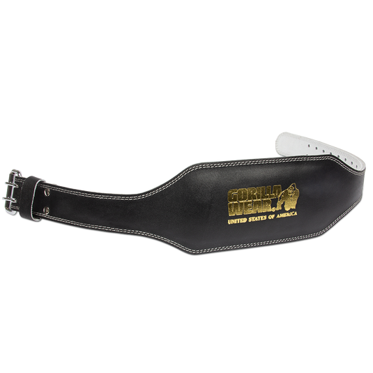 Gorilla Wear - 6 Inch Padded Leather Lifting Belt - Black/Gold