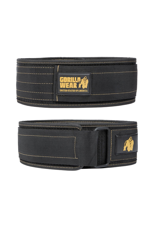 Gorilla Wear - 4 Inch Nylon Lifting Belt - Black/Gold