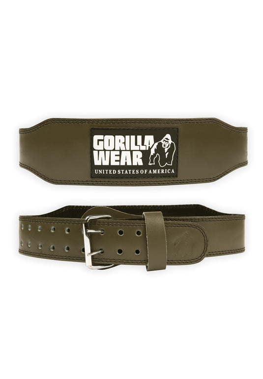 Gorilla Wear - 4 Inch Padded Leather Lifting Belt - Army Green