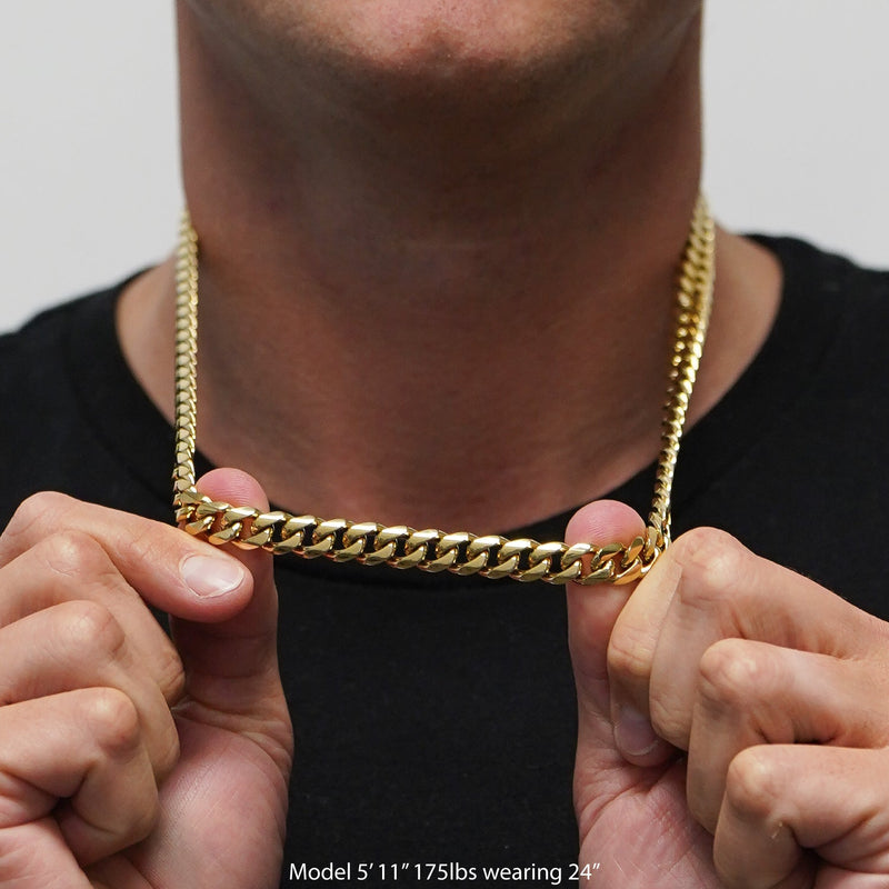 Load image into Gallery viewer, Elite Athletic Gear - 9mm Cuban Link Chain Necklace - 14K Gold Plated Stainless Steel