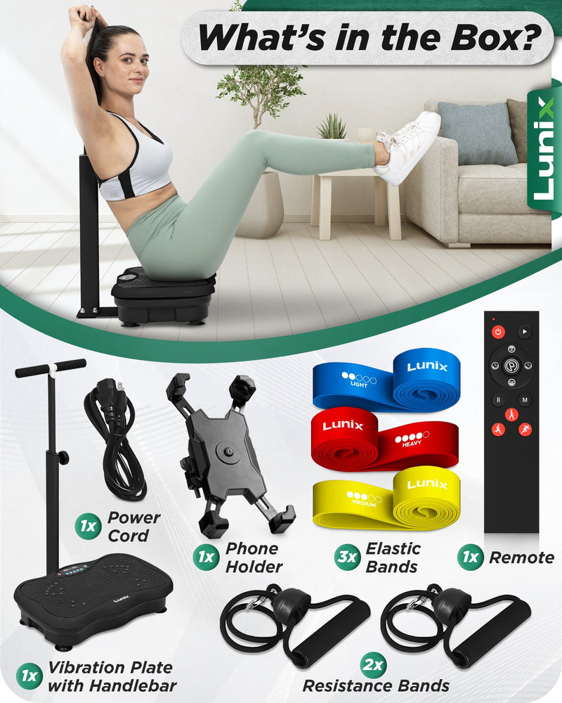 Load image into Gallery viewer, Lunix - LX18 Vibration Plate with Adjustable Handlebar (Charcoal Black)