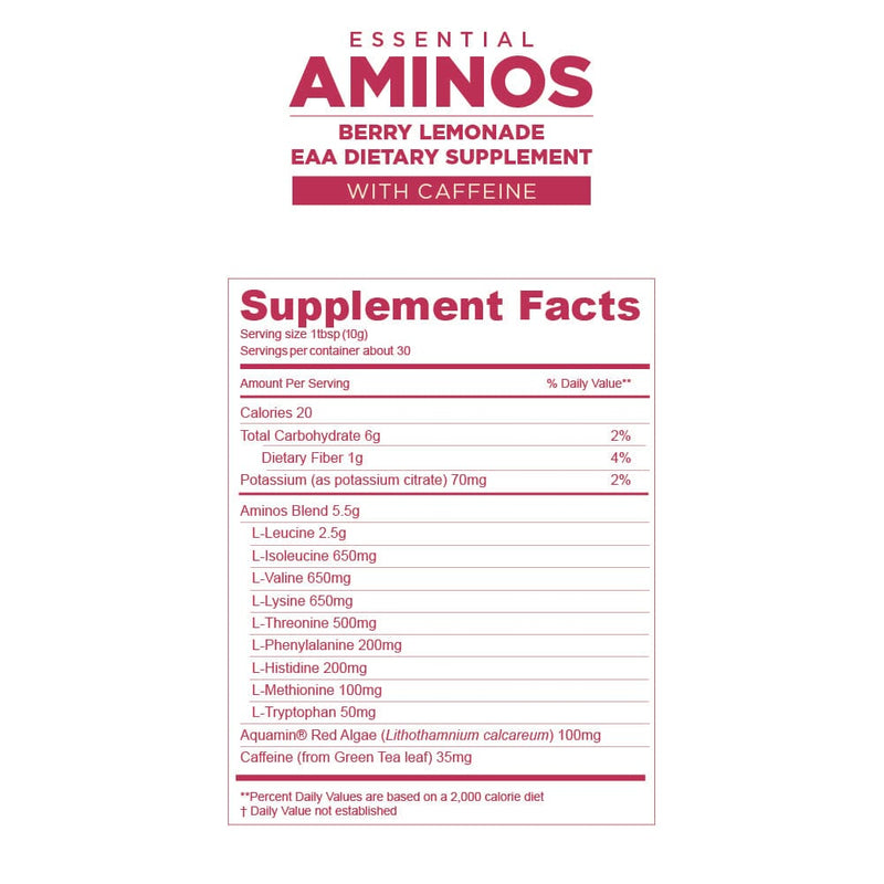 Load image into Gallery viewer, Gnarly Essential Aminos Caffeinated - Nutrition Facts Panel