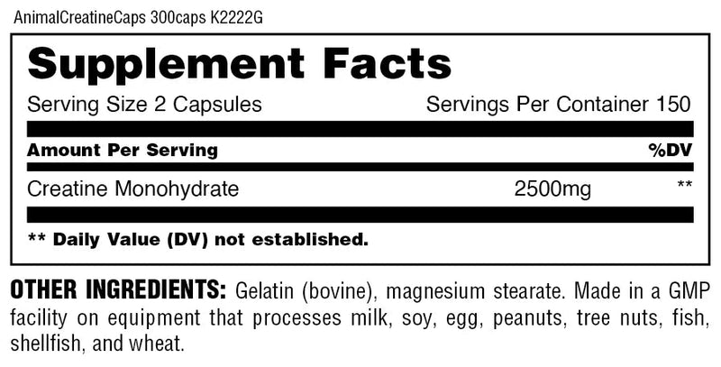 Load image into Gallery viewer, Animal-creatine-capsules-nutrition-label