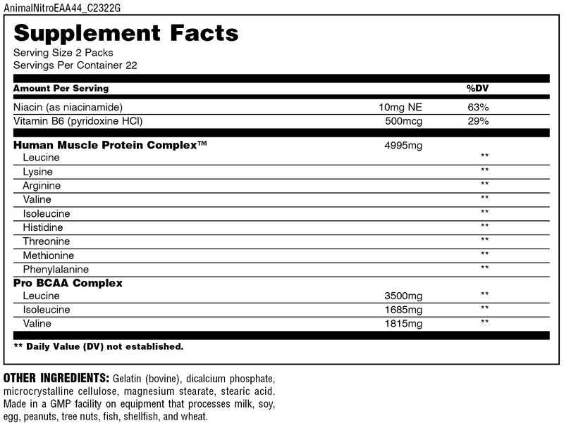Load image into Gallery viewer, Animal Nitro 44-pack supplement facts