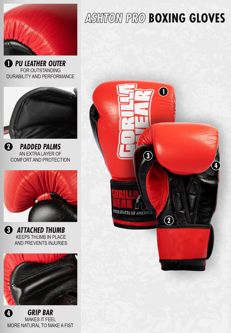 Load image into Gallery viewer, Gorilla Wear - Ashton Pro Boxing Gloves - Red/Black