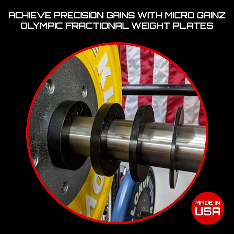 Load image into Gallery viewer, Micro Gainz - Multi-color Olympic Size Fractional Weight Plates Set of 10 Plates .25LB-1.25LB w/ Bag - Micro Plates