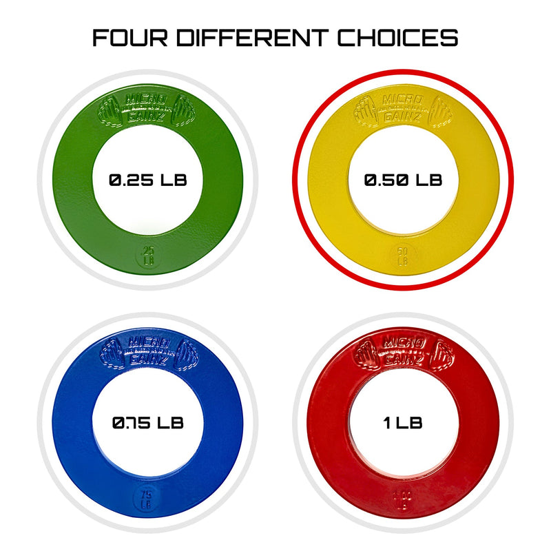 Load image into Gallery viewer, Micro Gainz - Olympic Size Fractional Weight Plates Pair of Yellow .50Lb Plates