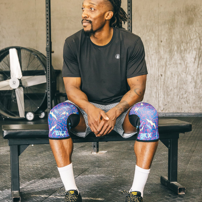 Load image into Gallery viewer, Bear KompleX - Knee Sleeves - Lightning with REVERSIBLE Blue