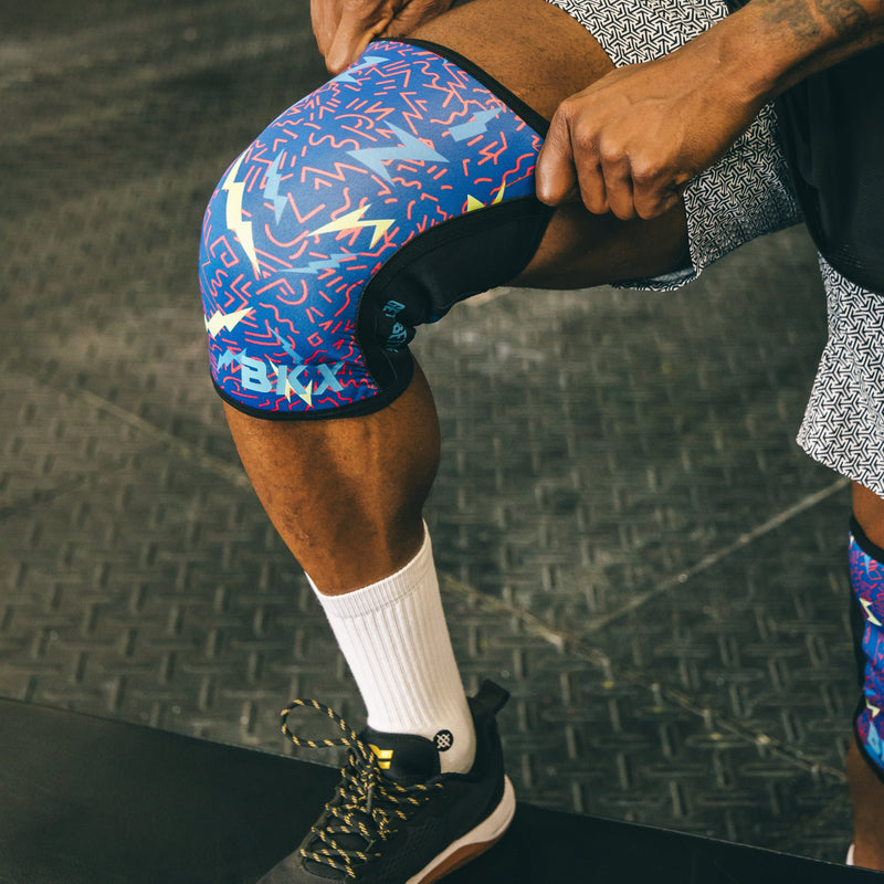 Load image into Gallery viewer, Bear KompleX - Knee Sleeves - Lightning with REVERSIBLE Blue