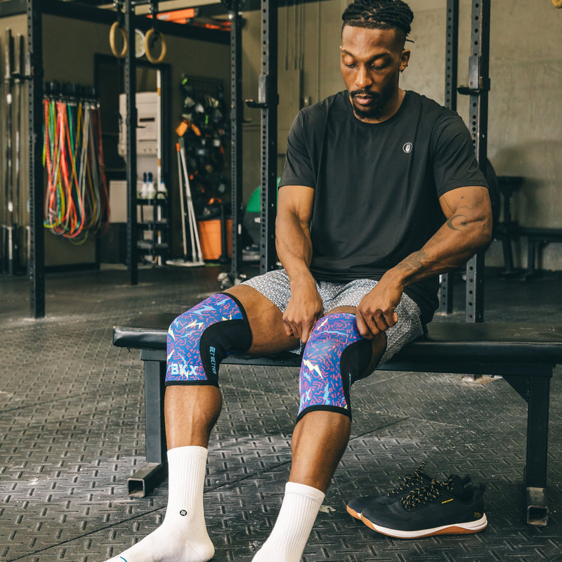 Load image into Gallery viewer, Bear KompleX - Knee Sleeves - Lightning with REVERSIBLE Blue