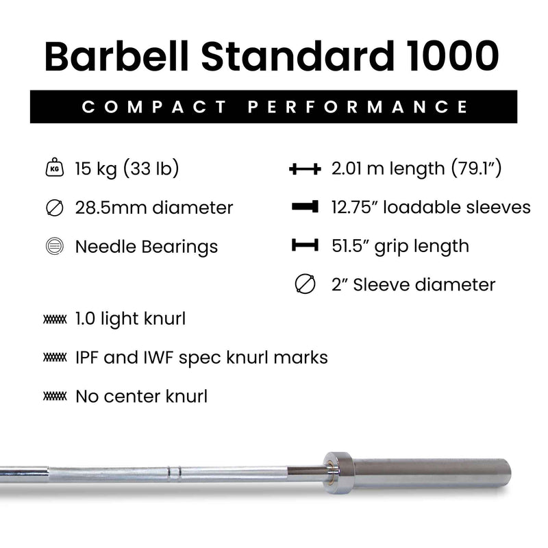 Load image into Gallery viewer, Barbell Standard - Barbell 1000 Compact Barbell