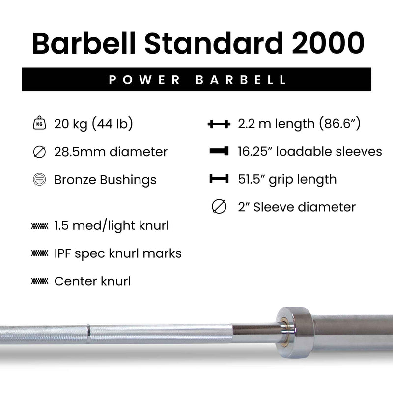 Load image into Gallery viewer, Barbell Standard - Barbell 2000 Power Barbell