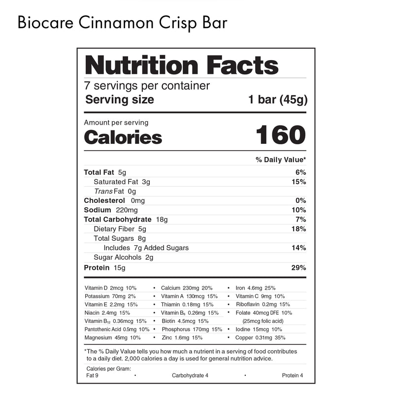 Load image into Gallery viewer, Biocare - High Protein Cinnamon Crisp Bar