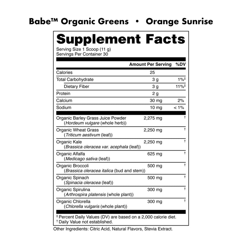 Load image into Gallery viewer, Bucked-Up-Babe-Organic-Greens-Nutrition-Label