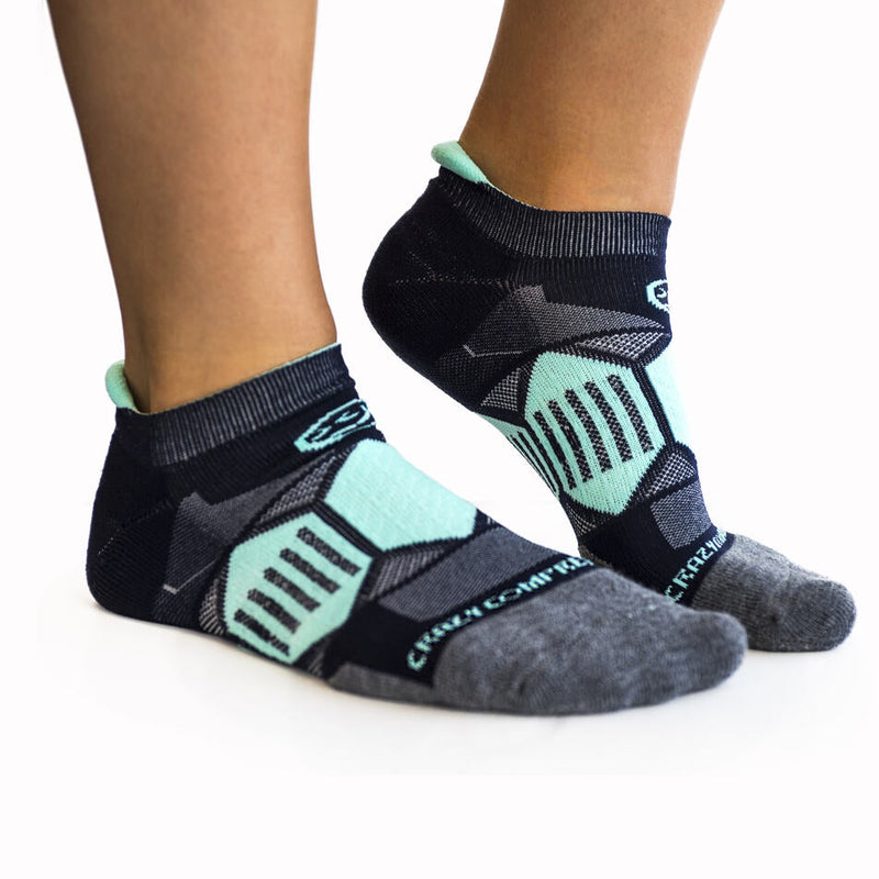 Load image into Gallery viewer, Crazy Compression - Navy & Mint - Elite Running Socks