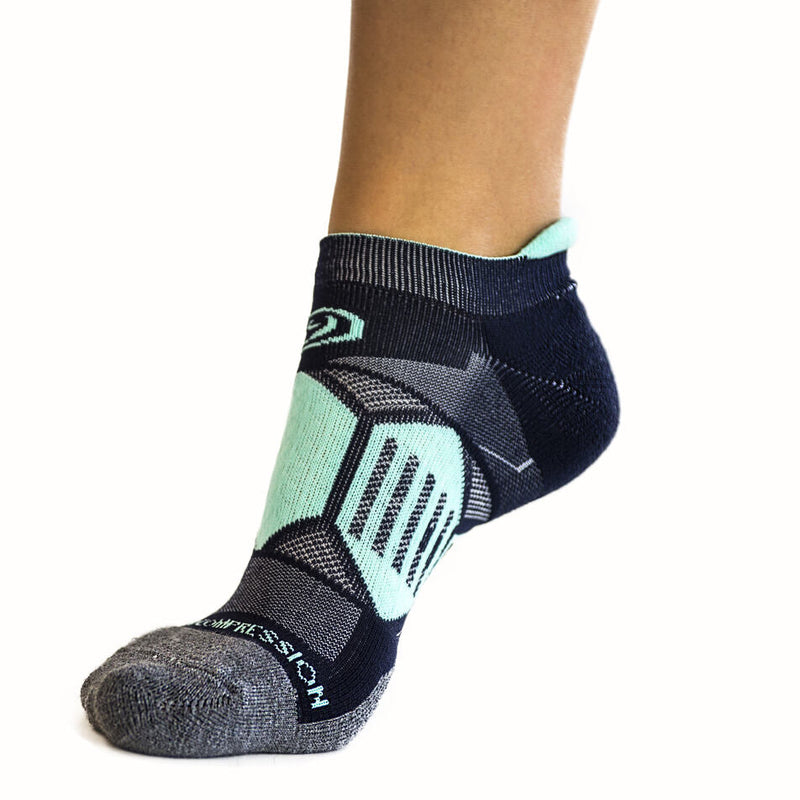 Load image into Gallery viewer, Crazy Compression - Navy & Mint - Elite Running Socks