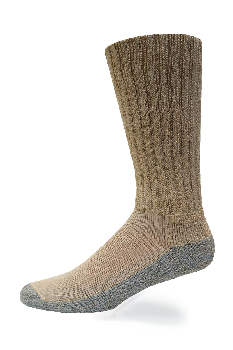 Load image into Gallery viewer, Crazy Compression - Cozy Diabetic Comfort Relax Fit Khaki Crew Socks