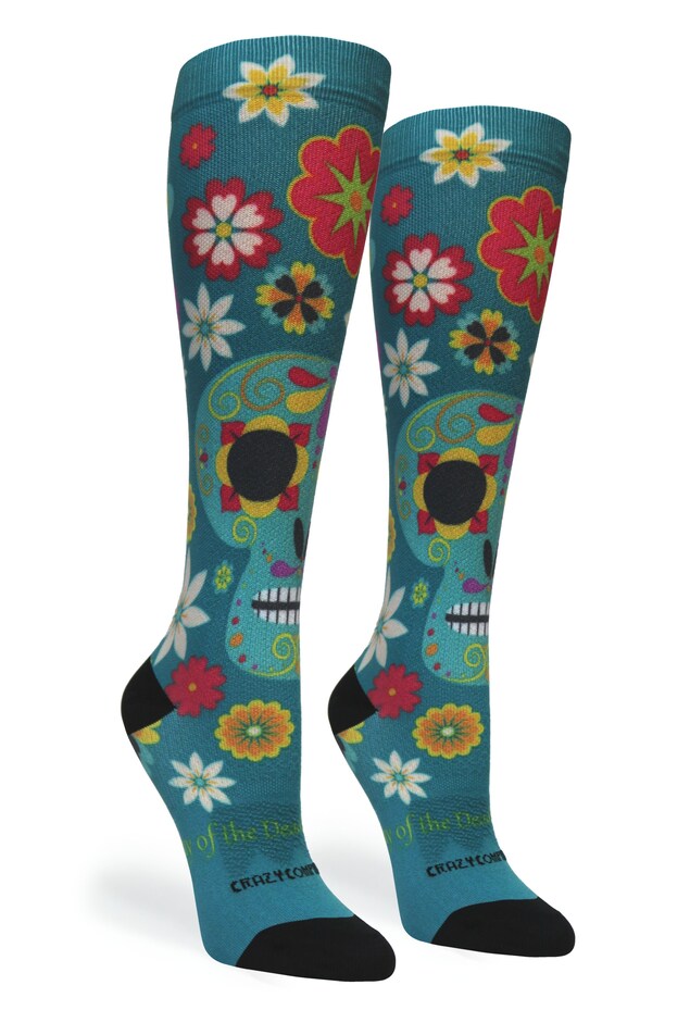 Load image into Gallery viewer, Crazy Compression - Calavera Teal - (Standard & Extra Wide)