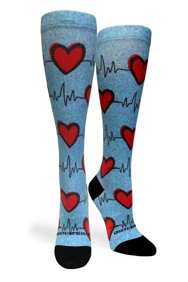 Load image into Gallery viewer, Crazy Compression - Heart Station Blue - (Standard & Extra Wide)