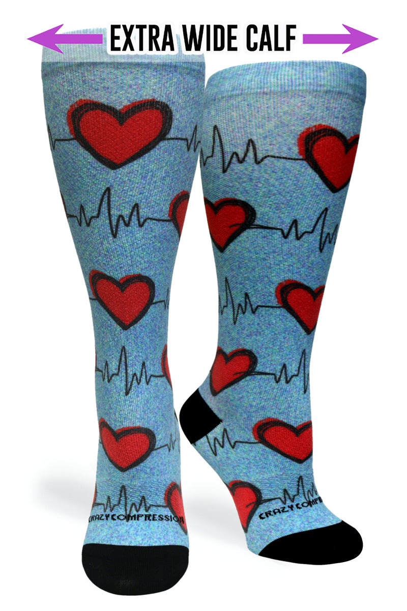 Load image into Gallery viewer, Crazy Compression - Heart Station Blue - (Standard & Extra Wide)