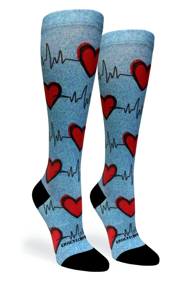 Load image into Gallery viewer, Crazy Compression - Heart Station Blue - (Standard & Extra Wide)
