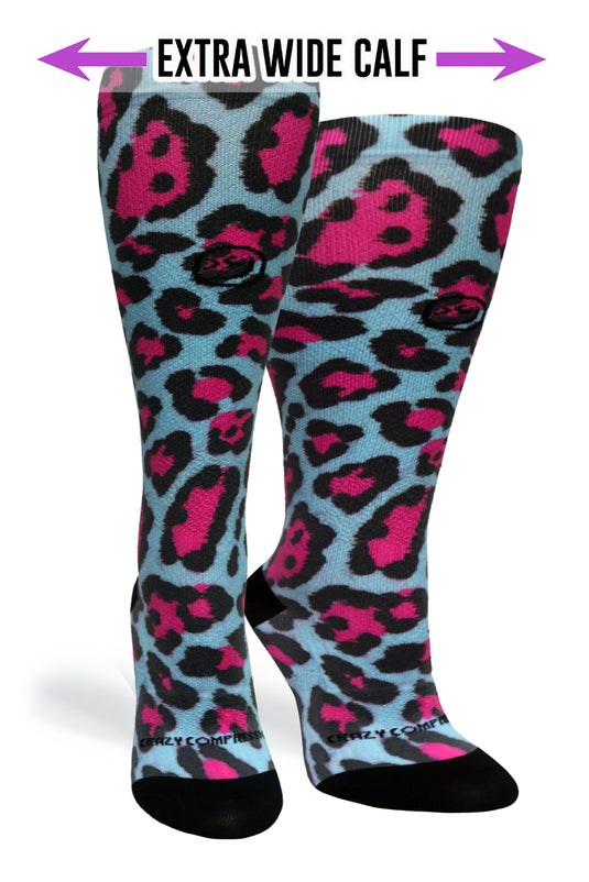 Crazy Compression - Cheetah Blue - (Standard & Extra Wide)