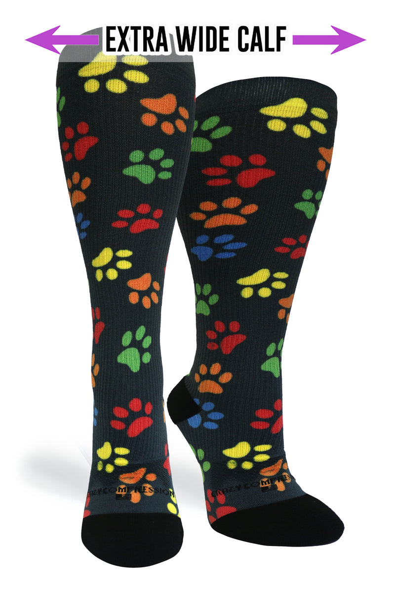 Load image into Gallery viewer, Crazy Compression - Paw Prints Black - (Standard & Extra Wide)