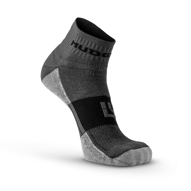Load image into Gallery viewer, MudGear - Quarter Crew Trail Socks (Gray/Black, 2-Pair Pack)