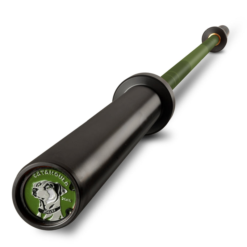 Load image into Gallery viewer, XMARK - Catahoula IWF Men’s Training Bar, 190,000 PSI, 28mm Grip, US Cerakote - GREEN
