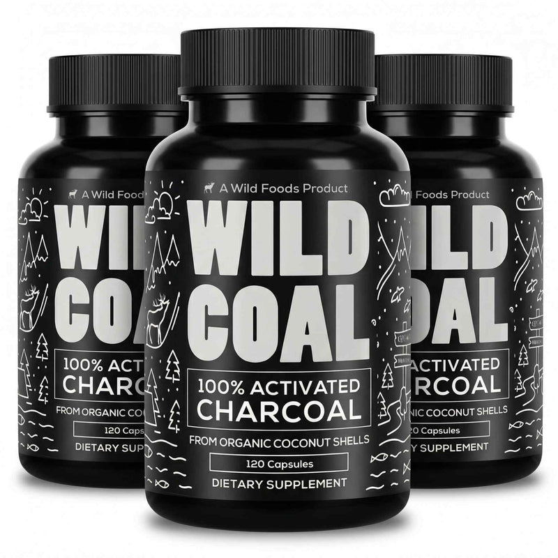 Load image into Gallery viewer, Wild Foods - Activated Charcoal Capsules - Vitamins & Supplements
