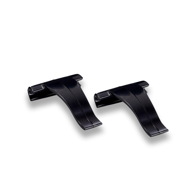 Load image into Gallery viewer, Two black metal brackets on a white background